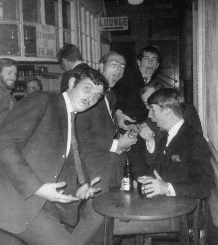 l to r: Mick Gregory (background), Tony Hall, Pete Brown, Bill Garnett, Keith Wolstenholme (hidden), Harry Bannister